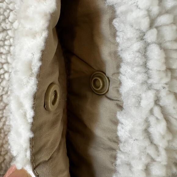 Y2K H&M Men’s Sherpa Fleece Jacket Regular Fit Cream Brown Size Small Gorpcore - Picture 7 of 10